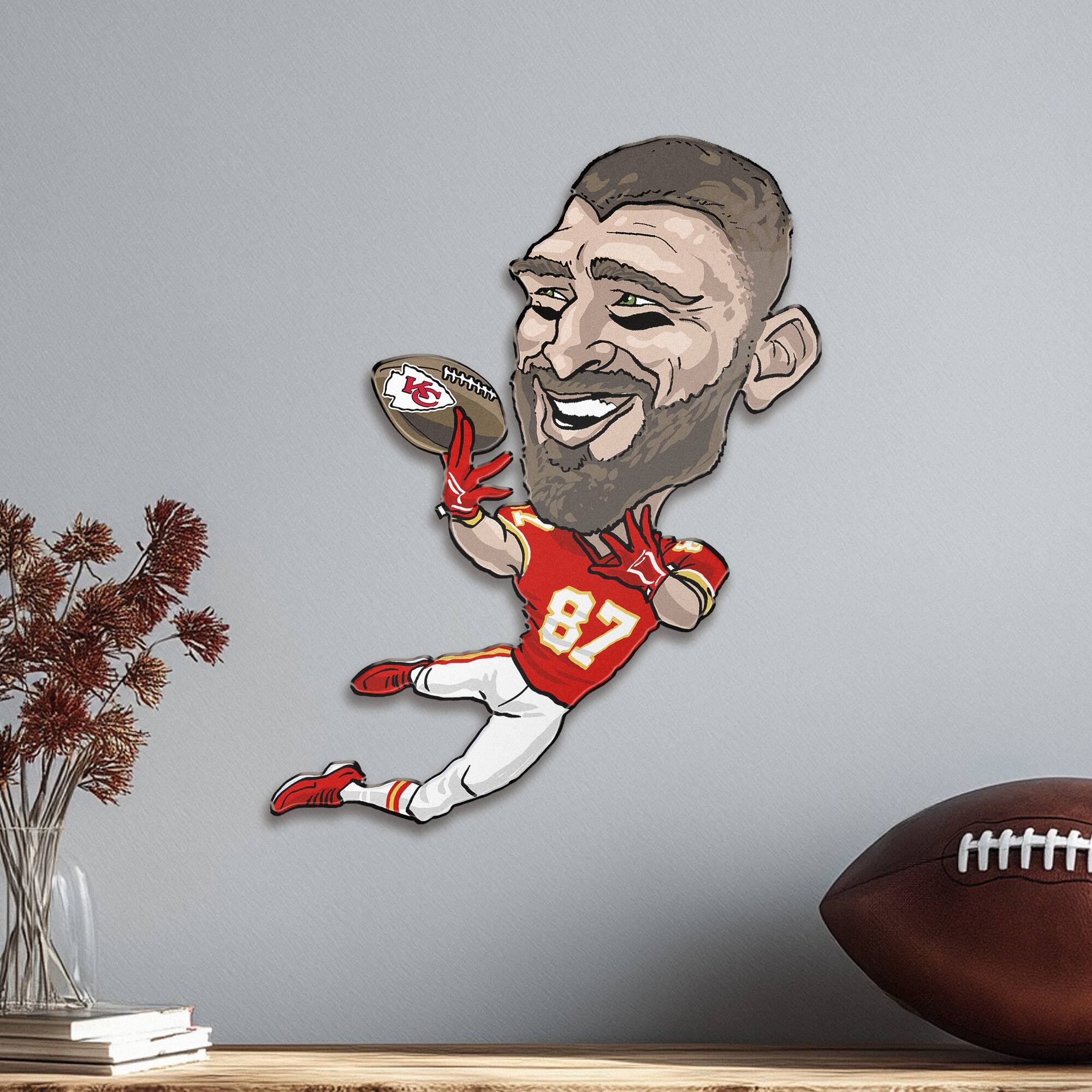 Alt View 1. Sporticulture - Travis Kelce Kansas City Chiefs Metal Caricature Wall Art - Red.