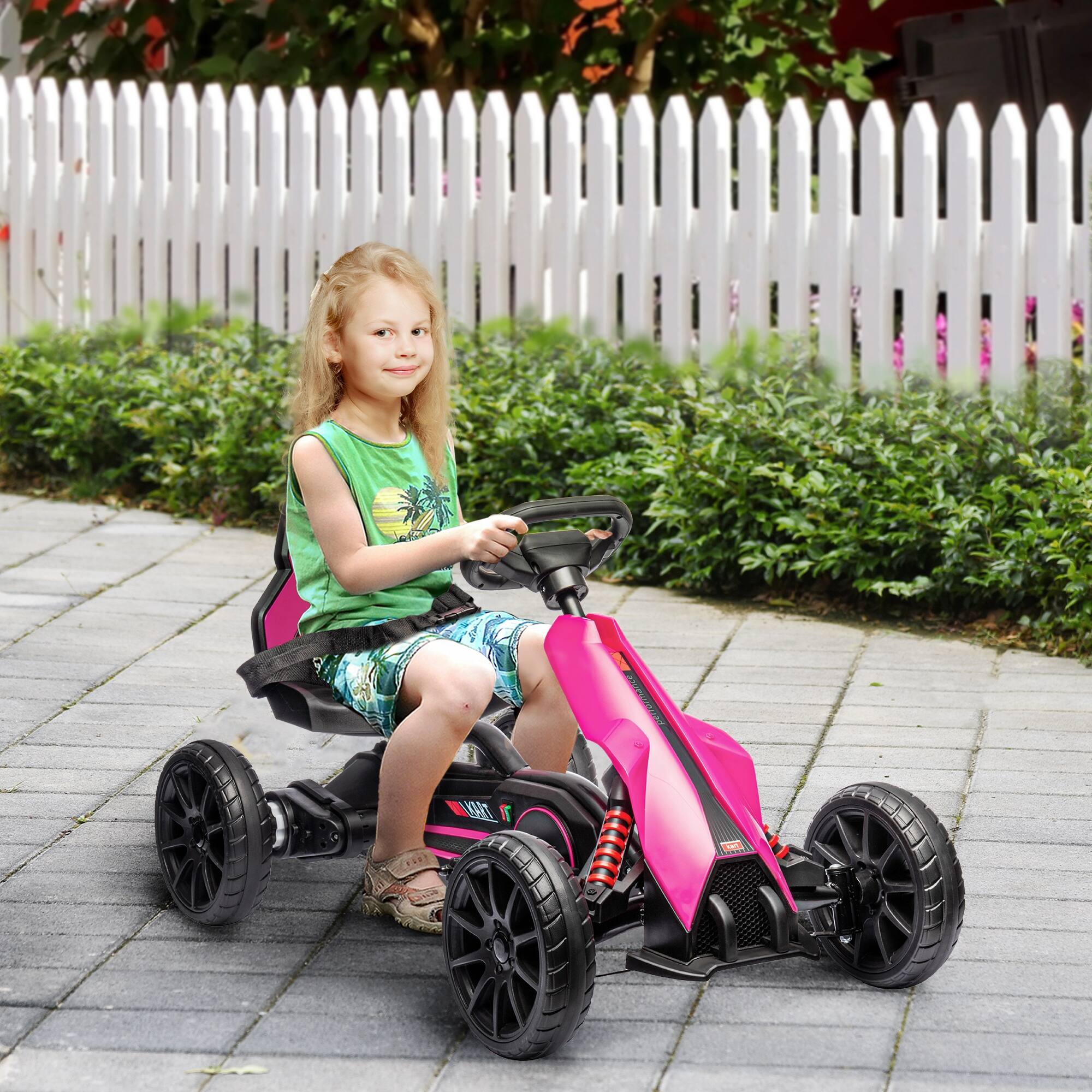 Angle. Aosom - 12V Electric Go Kart for Kids, Outdoor Ride-On Toy with F/B Drive, Adjustable Speed, Gift for Child 3-8.