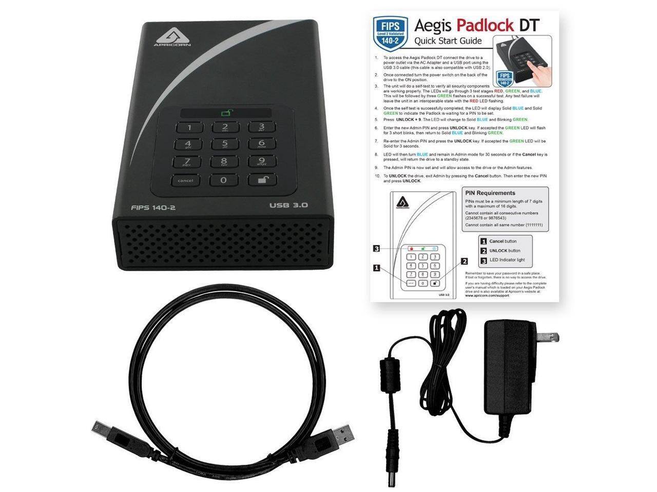 FIPS Aegis Padlock DT Valoed 140-2 Quick Start Guide

4 2 5 3 6 - Aegis Padlock contract drive Bewer outter Acapier LSB ueing usa cable ithie cable also compatble with use 2.0 Onza nm ture power Bwriigh Back FIPS a ON position HB- Fha uNt Be- verity security components working property The LED Brough olages REO GREEN and BLUE This follower nes OREEN fashes suncesst twat Any THUT Sailure seave interoperable unatu wt RED LED Tashing Once set successfulty compreted LEO daplay Seld BLUE an Sehd GREES iocae Patnck watng SN sT Roes UNLOCK LED change Soo BLUE Binking GREEN nnar Adren PIN press UNLOCK key acceuted GREEN LED -aun anort hinks than naturs Selid BLUR Binking GREEN Mavanter Admin PI and prass UNLOCK kay ancepted GREEN LED Seld seconds. 7 8 LED than BLUE remain Admi mone seconds Cancel kay prossed natuan drive standay anata The Admre -