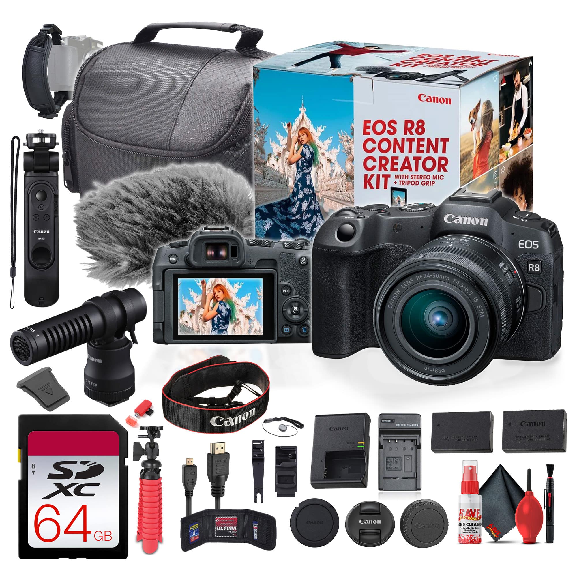 Canon - EOS R8 Camera Content Creator Kit with RF 24-50mm f/4.5-6.3 IS STM Lens - Bundle (International Model)