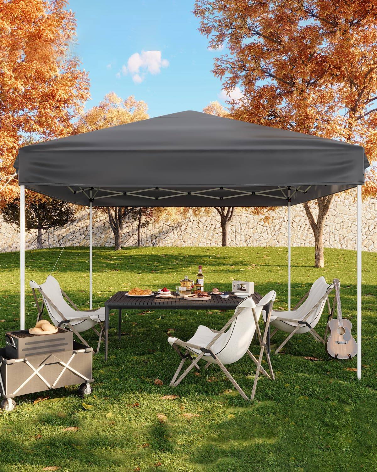 Front. Homhougo - 10x10 Pop Up Canopy Tent, Outdoor Tent with 3 Adjustable Height, Easy Set Up Canopy with 4 Sandbags & Carrying Bag - Gray.