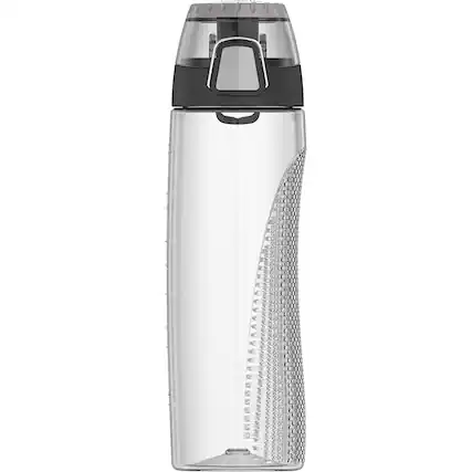 Front. Thermos - Thermos 24 oz. Tritan Flip-Cap Water Bottle with Rotating Meter - Clear - Clear.