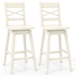 Pefilos - Swivel 24-Inch Counter Height Stool Set of 2 with Inclined Backrest- Bar Height Stools, Counter Height Bar Stools - White