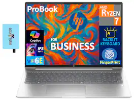 HP - ProBook 465 Laptop 16.0 WUXGA (AMD Ryzen 7 7735U, 64GB DDR5, 2TB PCIe SSD, Win 11 Pro) w/USB Hub - Pike Silver