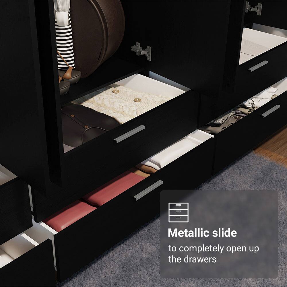 Metallic slide to completely open up the drawers