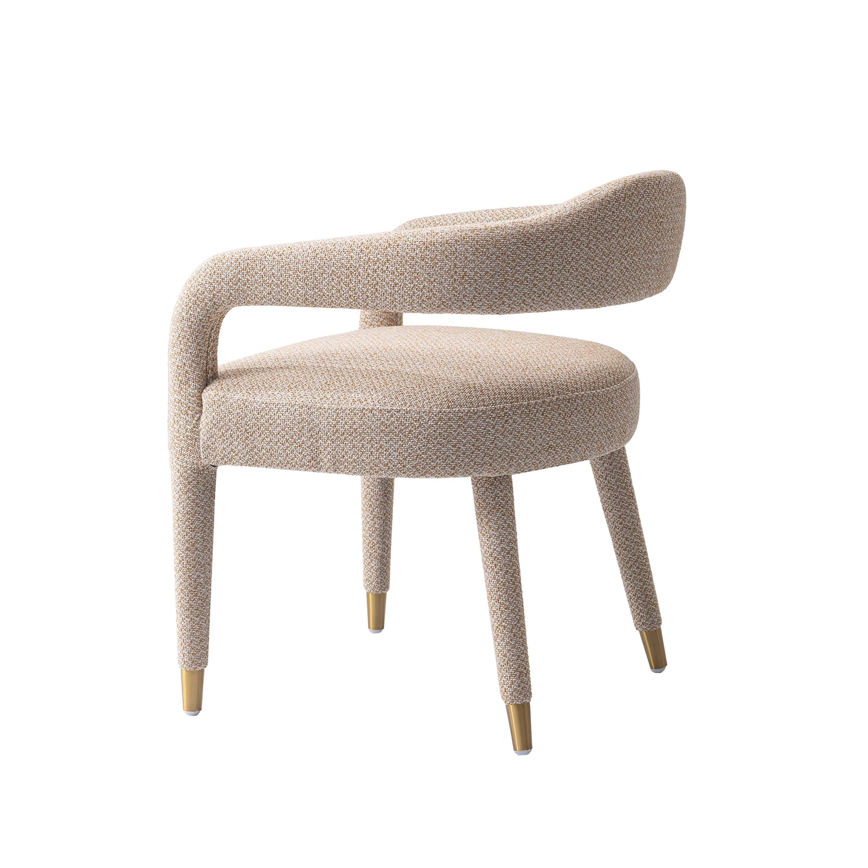 Alt View 4. Manhattan Comfort - Aspen Mid-Century Modern Upholstered Tweed Dining Chair with Arms - Gold Dust.