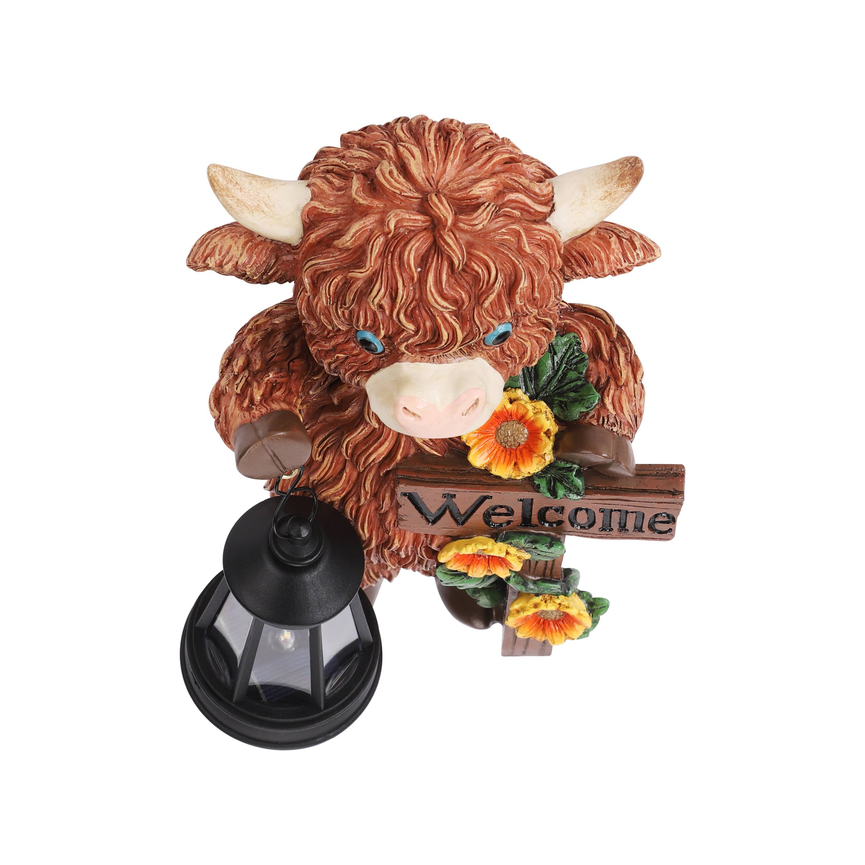 Alt View 6. Techko - Sunny Moo Outdoor Solar Cow Garden Statue with Integrated LED Lantern.