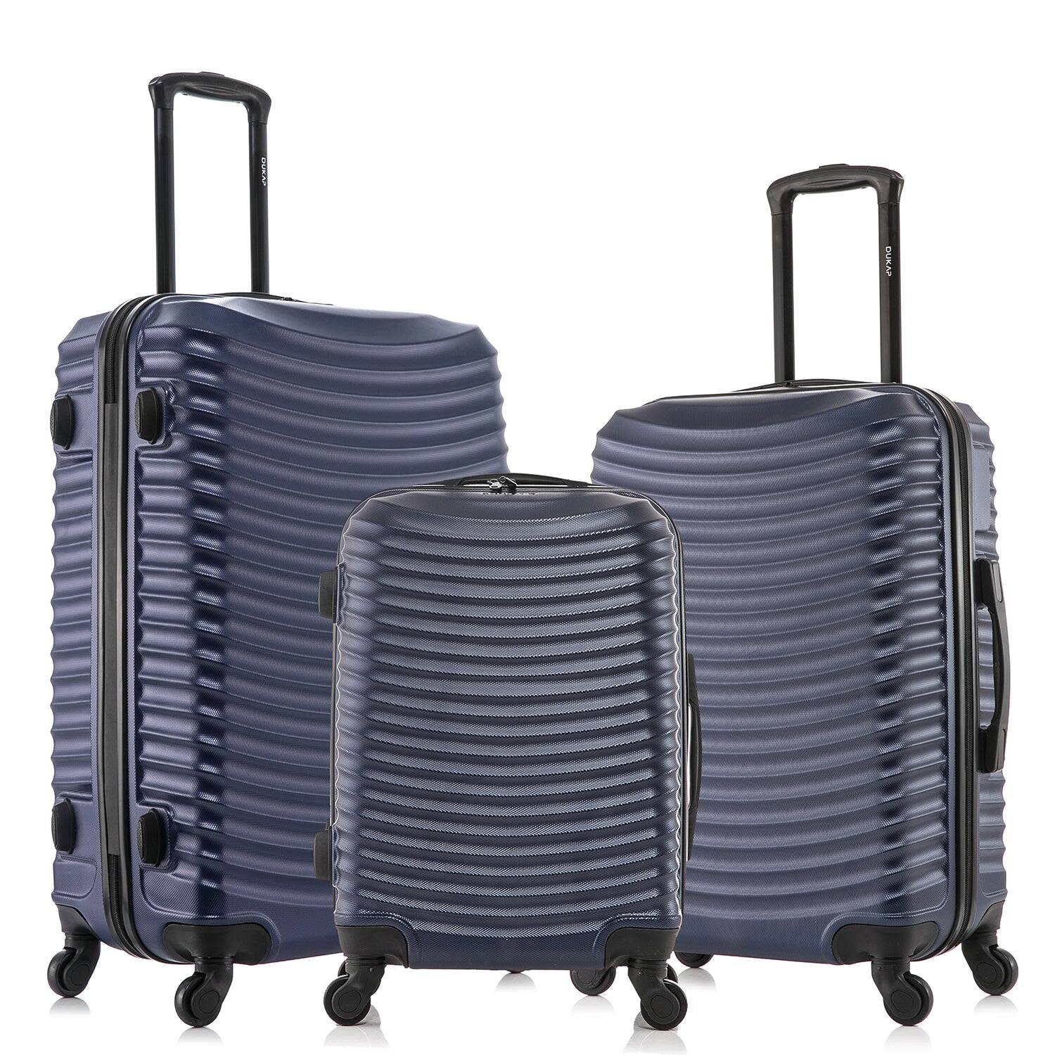 Angle. DUKAP - Adly Lightweight Hardside Spinner 3 Piece Luggage Set  20"/24"/28" - BLUE.