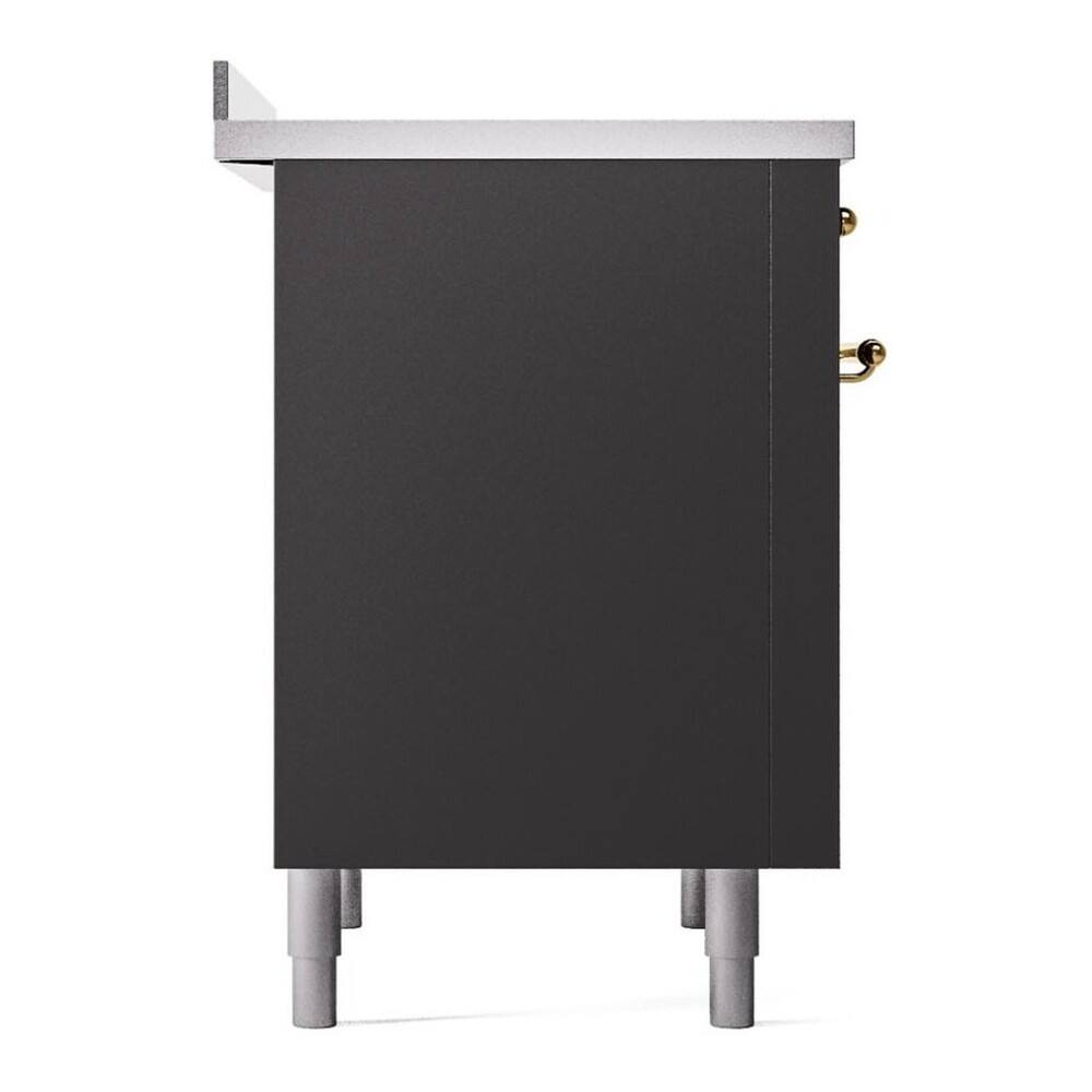 Alt View 9. ILVE - ILVE Nostalgie II 36 inch Induction Range with 6 Elements (Triple Glass Door, Graphite Matte, Brass) - Graphite Matte.
