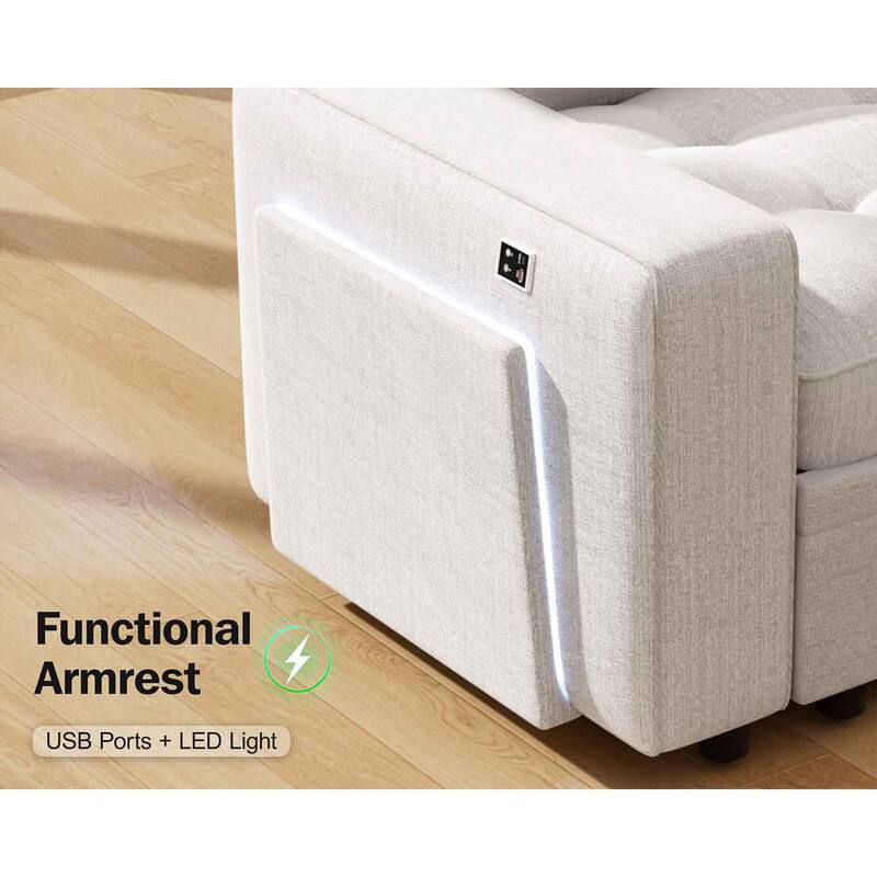 A Functional Armrest with USB Ports and LED Light.