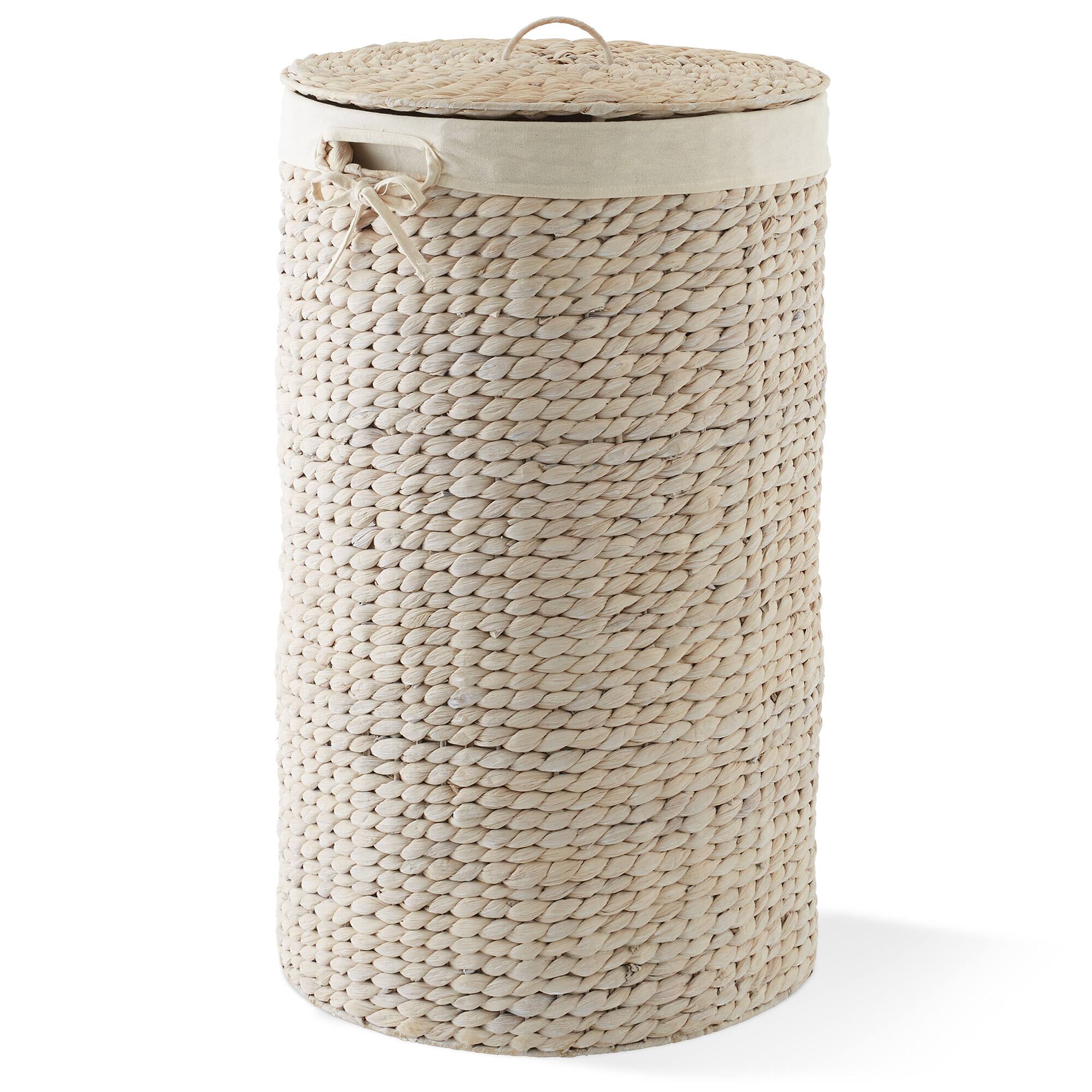 Alt View 2. Casafield - Round Laundry Hamper Basket with Lid and Liner for Clothes - Whitewash.