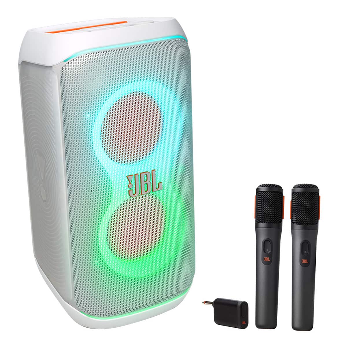 JBL - PartyBox Club 120 Portable Party Speaker Bundle with Wireless Microphone System - White