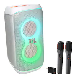 JBL - PartyBox Club 120 Portable Party Speaker Bundle with Wireless Microphone System - White