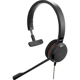Jabra - EVOLVE 30 II Headset - Stereo - USB Type C - Wired - On-ear, Over-the-head - Binaural - Supra-aural - Black - Red