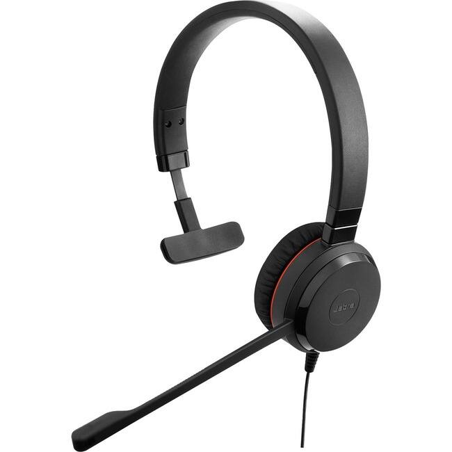 Front. Jabra - Jabra EVOLVE 30 II Headset - Stereo - USB Type C - Wired - On-ear, Over-the-head - Binaural - Supra-aural - Black - Red.