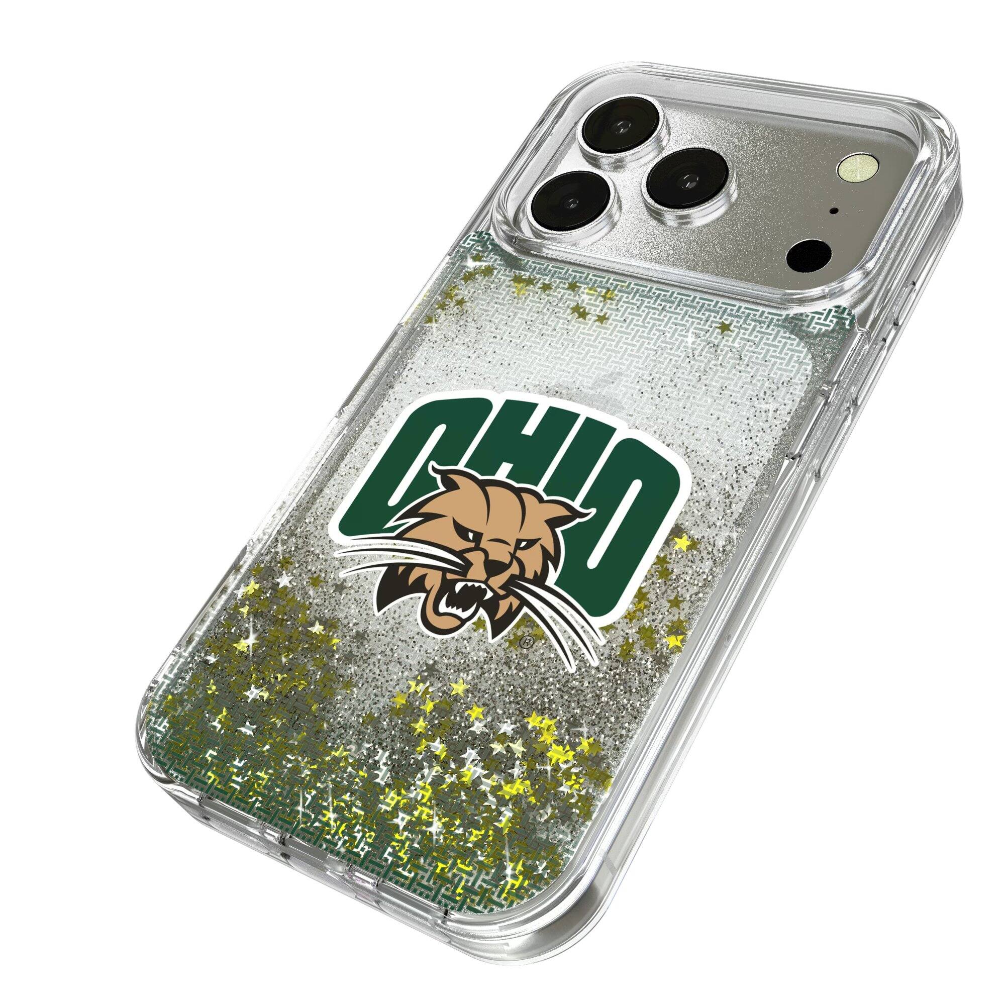 Alt View 1. Keyscaper - Ohio Bobcats Linen Logo iPhone Glitter Case - 14 - Multicolor.