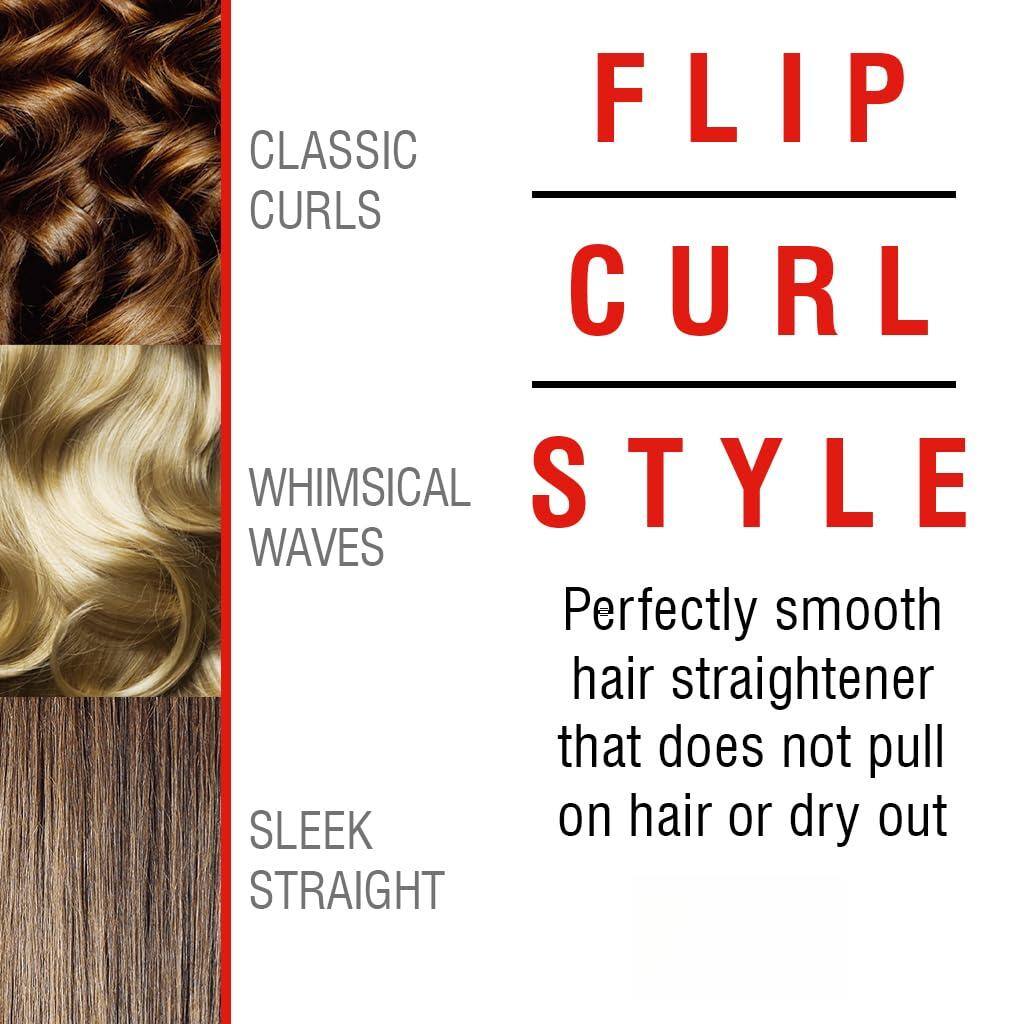 Sure, here is the corrected and grouped text:

---

**FLIP CURL STYLE**

- CLASSIC CURLS
- WHIMSICAL WAVES
- SLEEK STRAIGHT

Perfectly smooth hair straightener that does not pull on hair or dry out

---