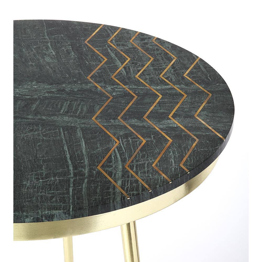 Left. Butler Specialty - Hollings Green Marble & Brass Side Table - Green.