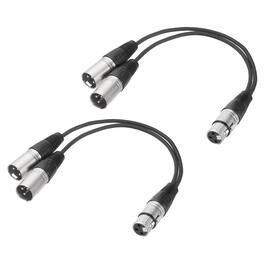 Unique Bargains - 2pcs 3-Pin XLR Splitter Cable, 1 Female to 2 Male Y Cable for Balanced Audio, Mixers, Microphones - Silver