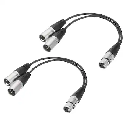 Front. Unique Bargains - 2pcs 3-Pin XLR Splitter Cable, 1 Female to 2 Male Y Cable for Balanced Audio, Mixers, Microphones - Silver.