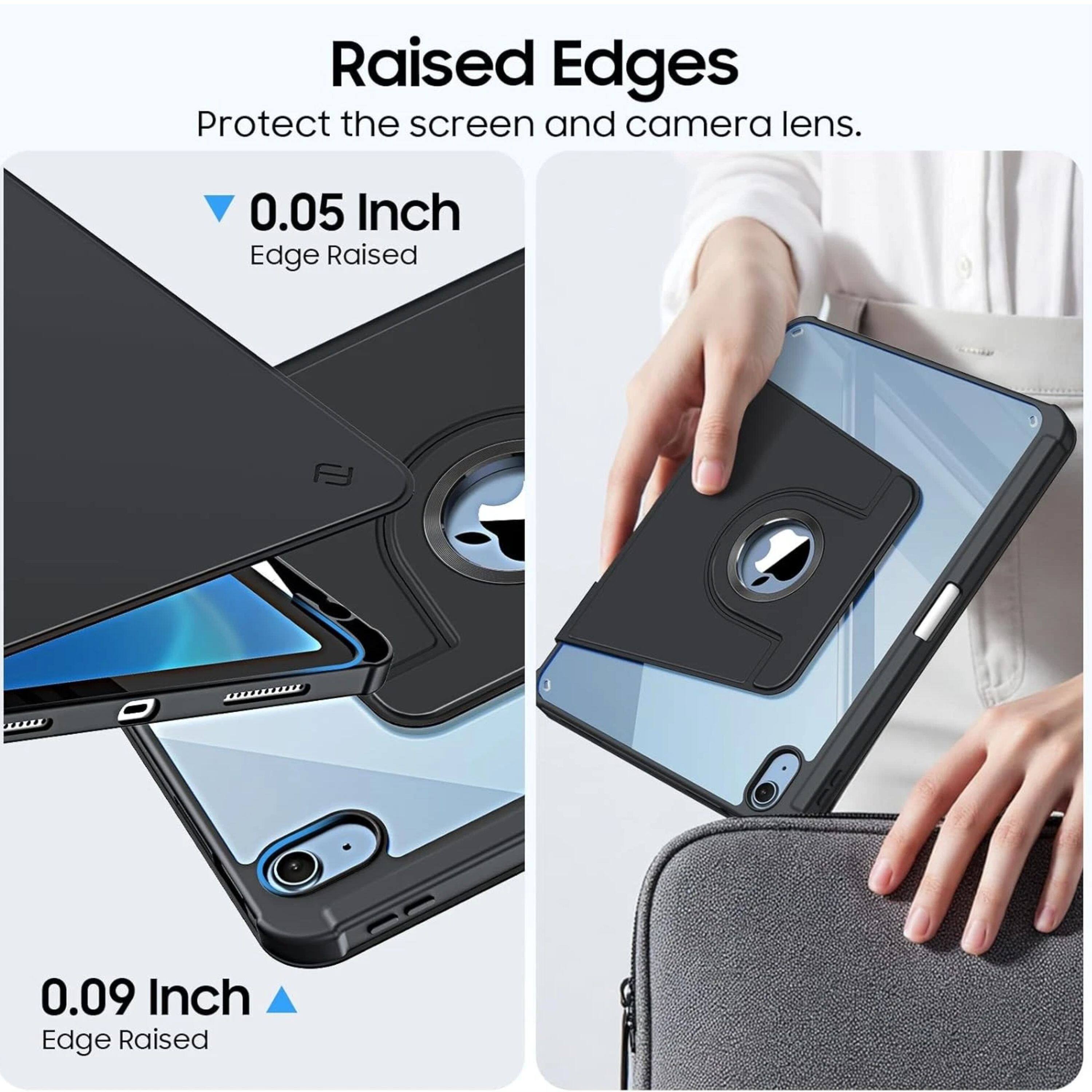 Raised Edges Protect the screen and camera lens.  
0.05 Inch Edge Raised  
0.09 Inch Edge Raised