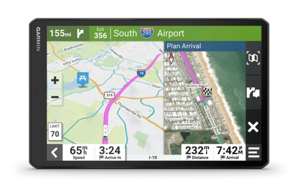 GARMIN  
155mi  
Exit 56 South 295 Airport  
Plan Arrival  

LIMIT 70  
65mph  
3:24 Arrive In  

232mi  
7:42 Arrival  

I-10  
Thomasville Rd  
Olson  
Beverly Beach  
Starboard Dr  
Seabreeze Dr  
Oceanshore Blvd  

Bradfordville  
Kerry Forest  
Centerville  
Mic  
Macray