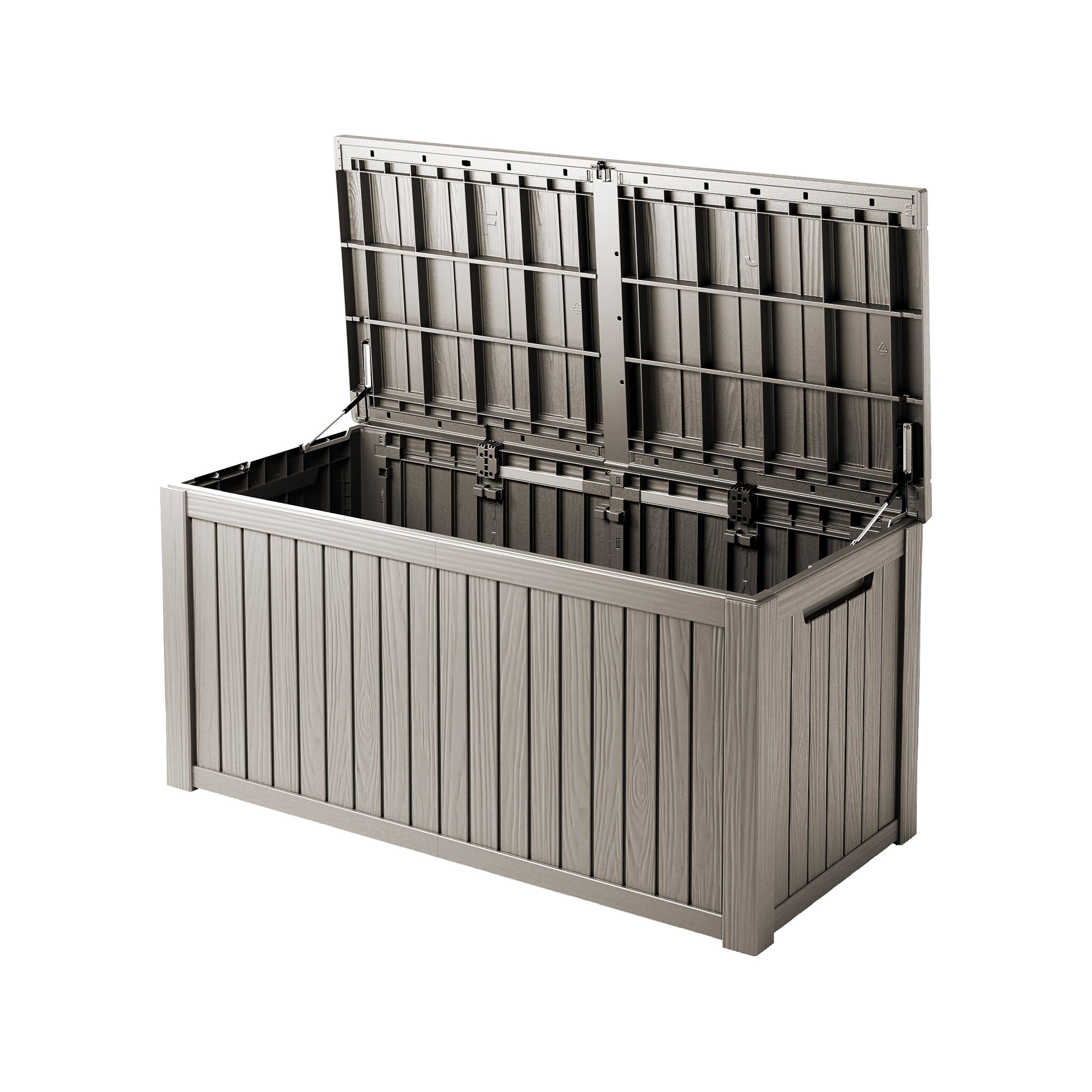 Front. Decksplore - 190 Gallon Resin Deck Box, Lockable Patio Outdoor Storage Box for Furniture， Waterproof Outside Storage Boxes.