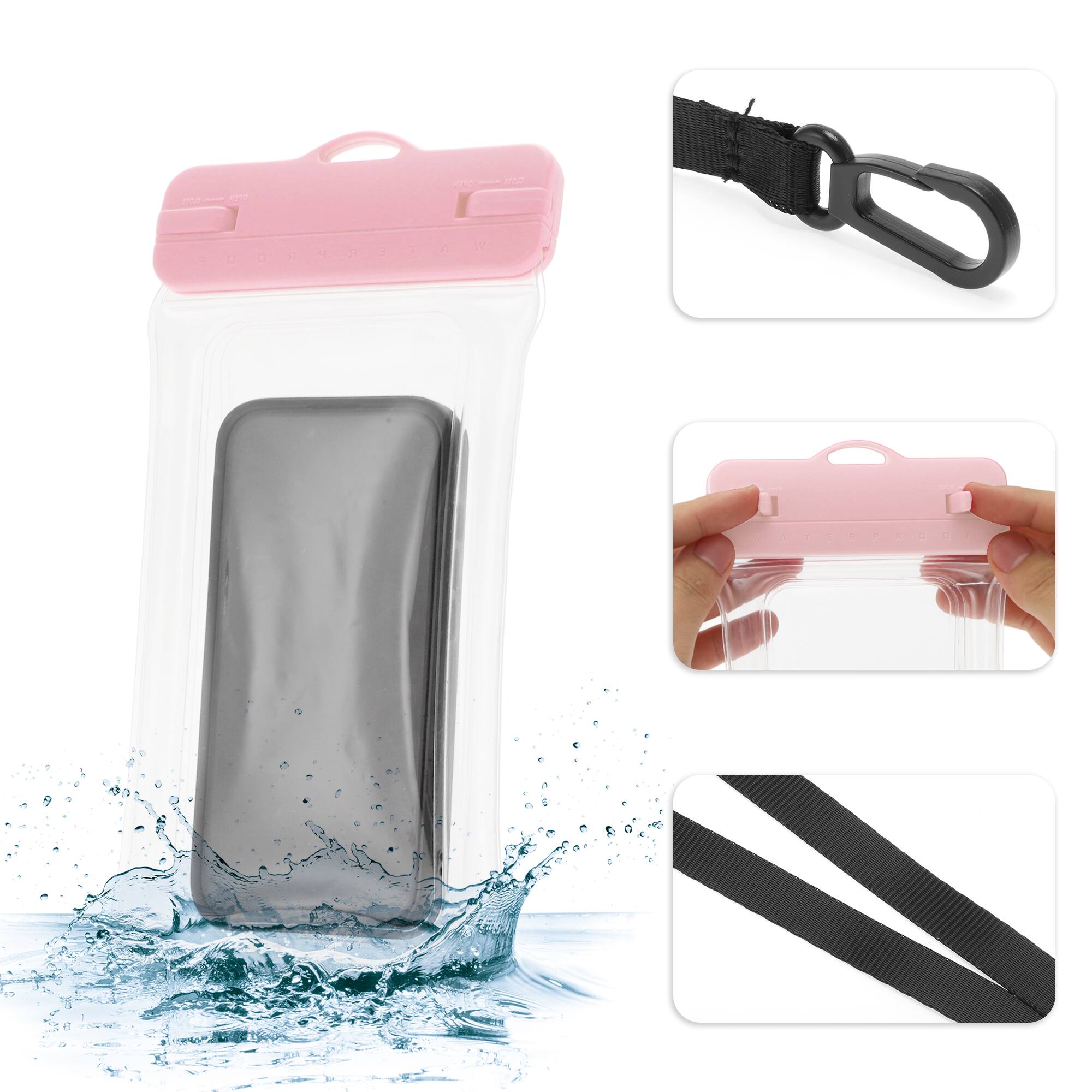 Alt View 2. Unique Bargains - 2pcs Inflatable Mobile Waterproof Bag Universal Waterproof Case Compatible for Phone 4.92"x9.65" - Pink.