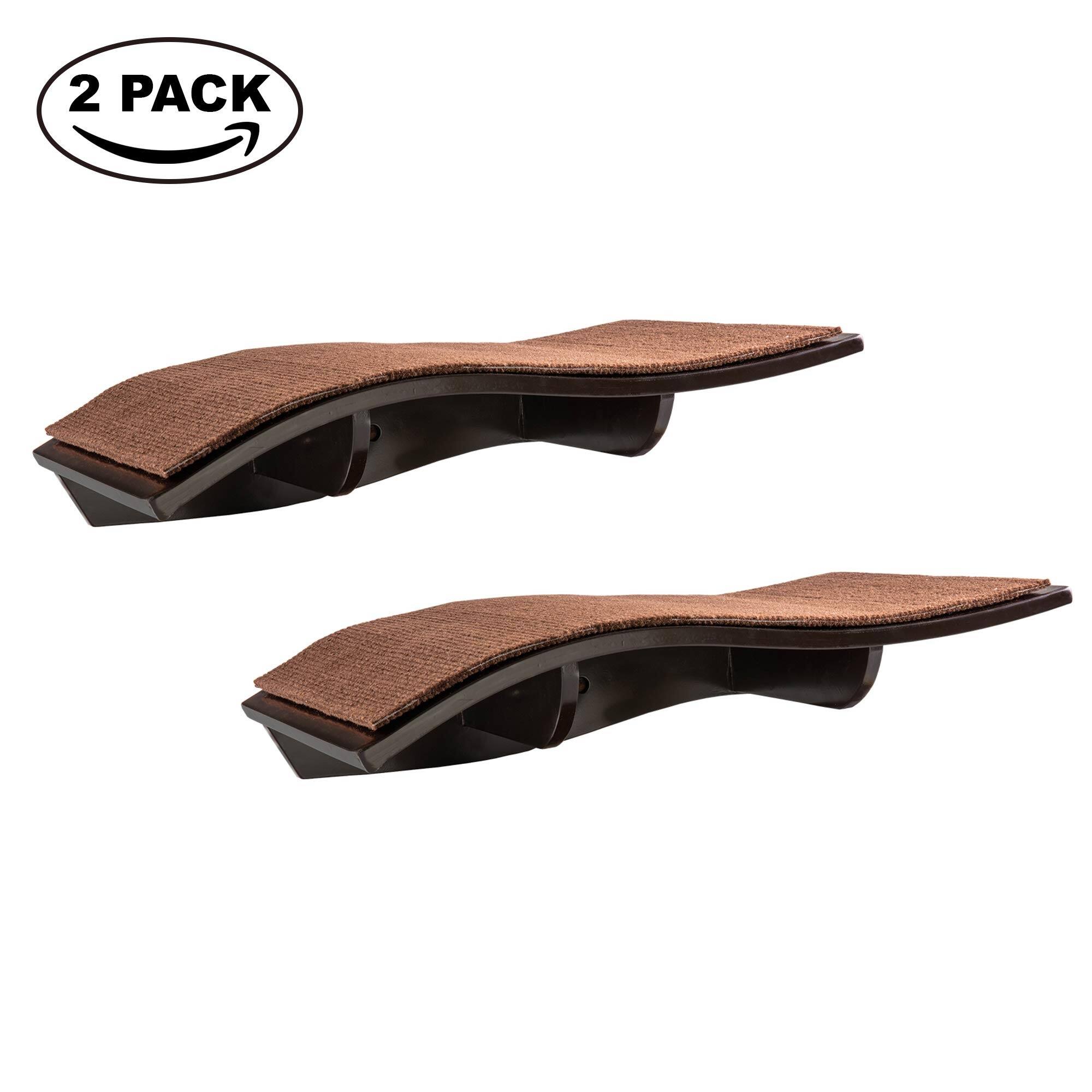 Alt View 1. Arf Pets - Cat Shelf, Wall-Mounted Curved Wooden Cat Perch - Holds Cats Up to 44 Lb - Pack of 2 - Brown.