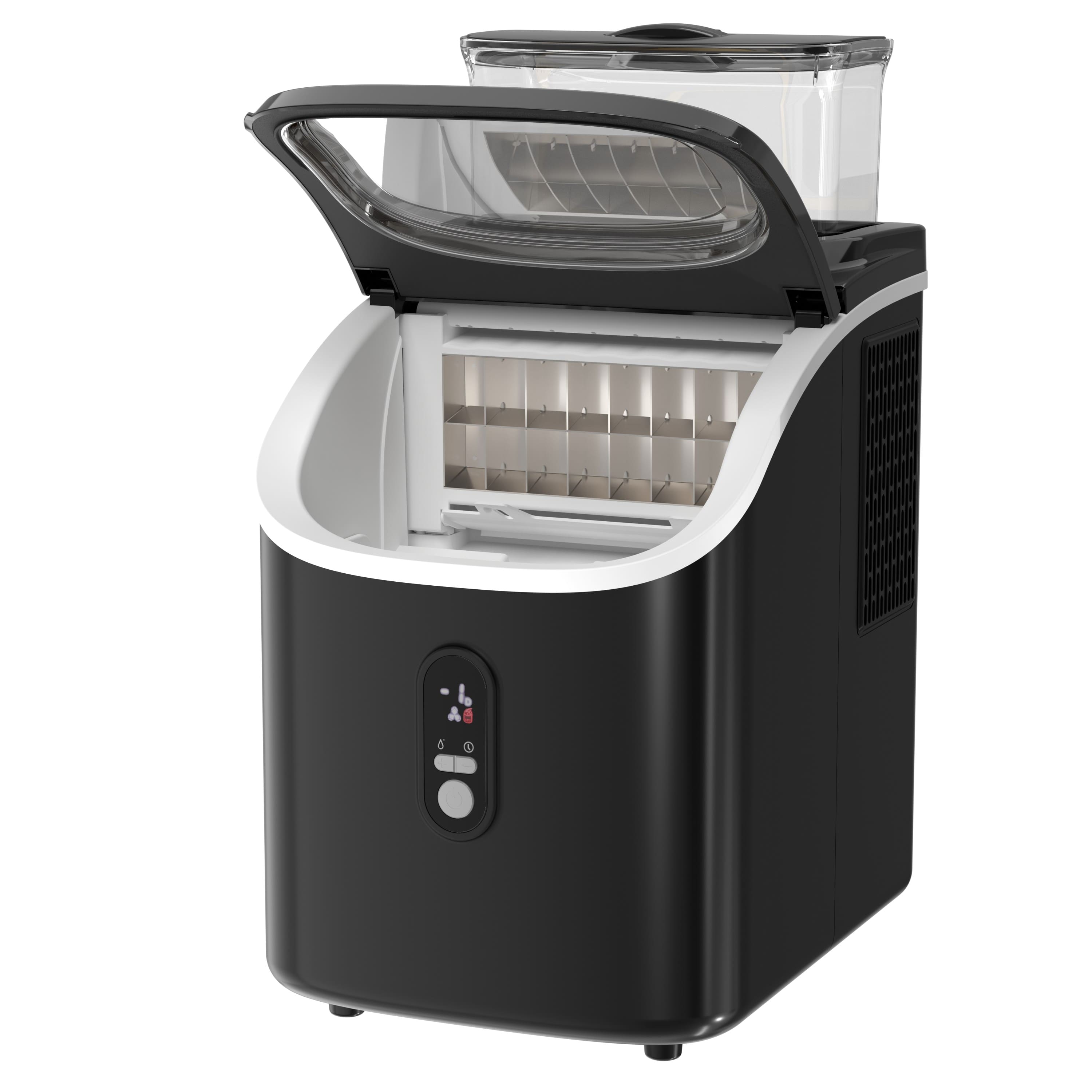 LHRIVER - 28lbs/Day Ice Maker Countertop, 1.5+0.5L Large Water Tank, Cube Ice, Self-Cleaning, Timer, Customizable Ice Making Time - Black
