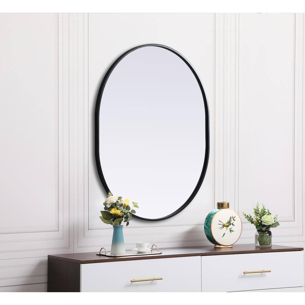 Alt View 4. Elegant Decor - Metal Frame Oval Mirror 30x36 Inch in Black - Black.