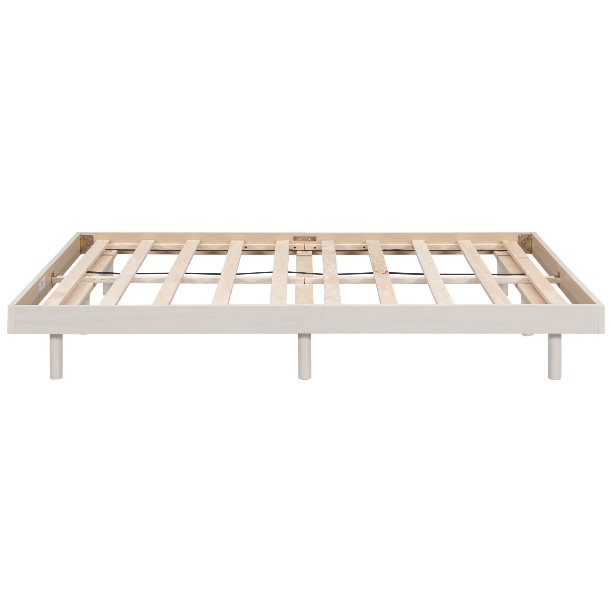 Alt View 4. GOODSILO - Modern Full Floating Platform Bed Frame with Sturdy Construction and Elegant Design for Contemporary Bedrooms - White Washed.