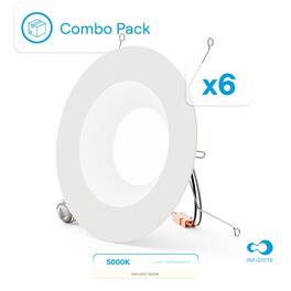 Infibrite - 6 In. Retrofit 5000K Daylight Integrated LED Recessed Light Kit 12W 1100LM Remodel, Dimmable, Wet Rated (6 Pack) - White