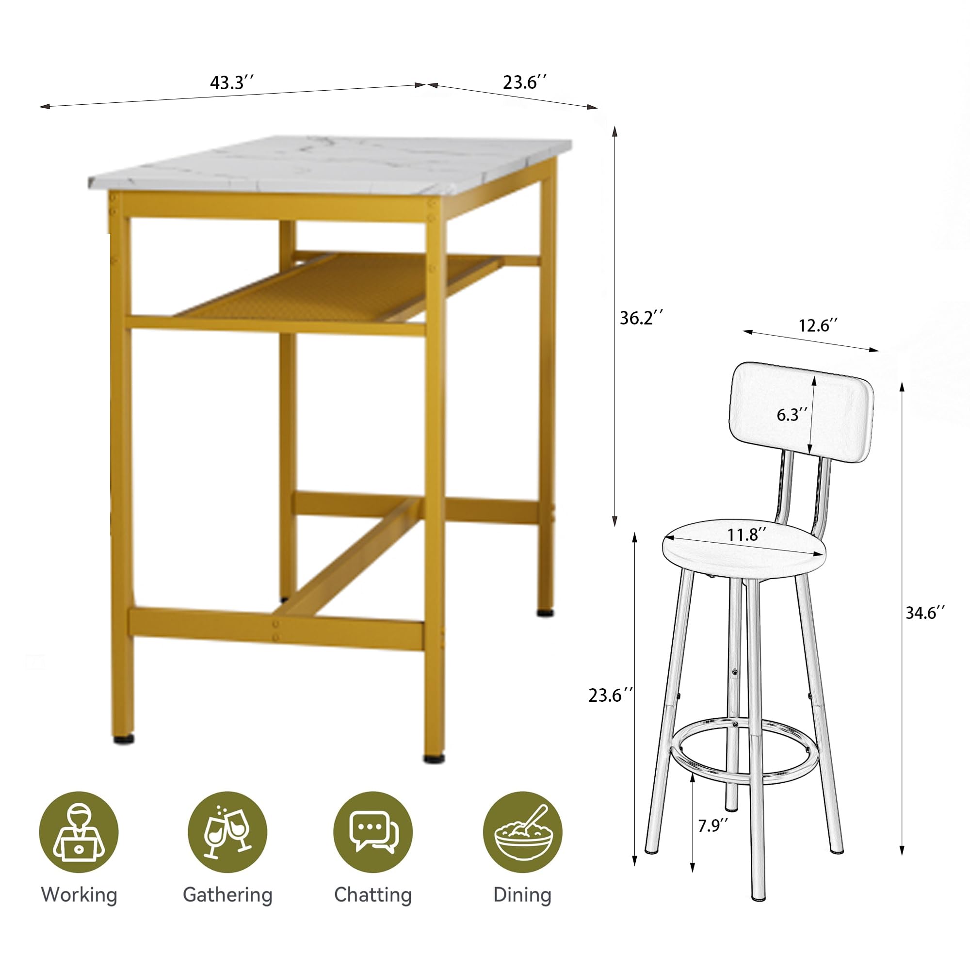 43.3" 23.6" 36.2" 12.6" 6.3" 11.8" 34.6" 23.6" 7.9"

Working  
Gathering  
Chatting  
Dining