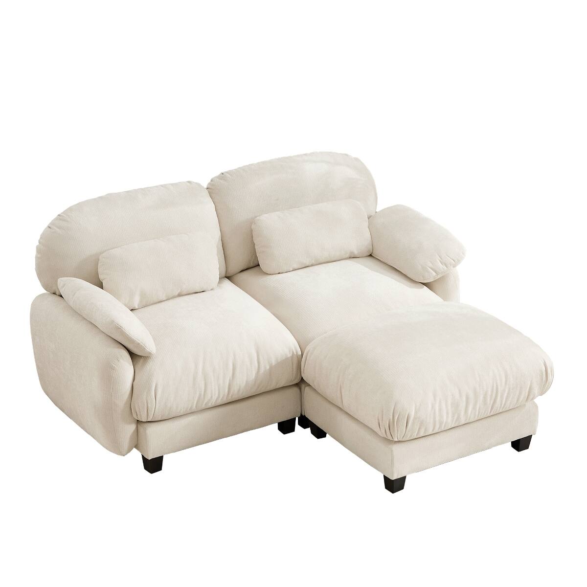 Alt View 7. Ropilly - Ropilly 2 Seater L Shaped Sofa with Removable Ottoman, Beige Chenille Modular Couch Set - Beige.