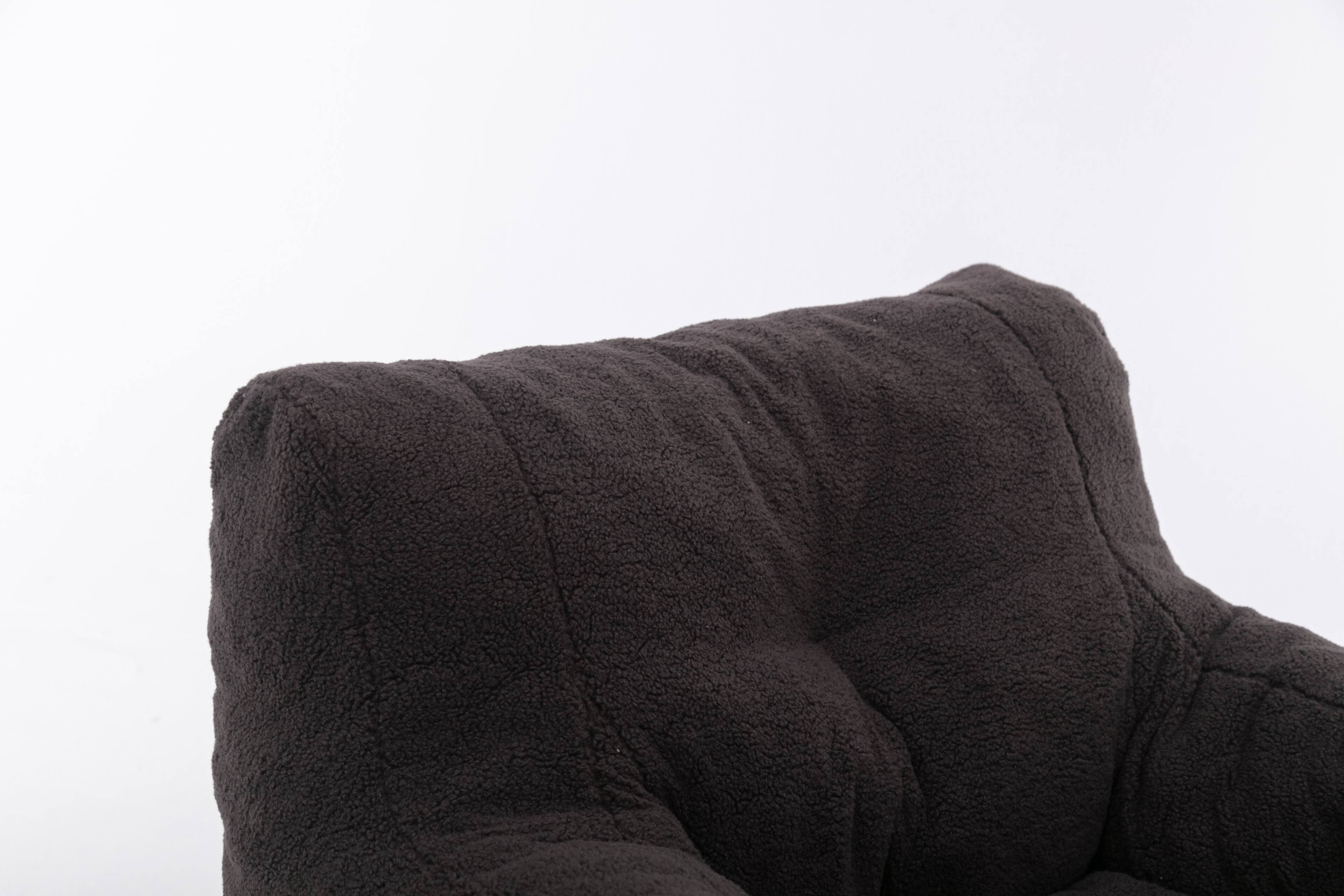 Alt View 6. GOODSILO - Luxury Plush Bean Bag Chair with Ergonomic Support - Soft Teddy Fabric and Memory Foam Filling for Ultimate Comfort - Dark Gray.