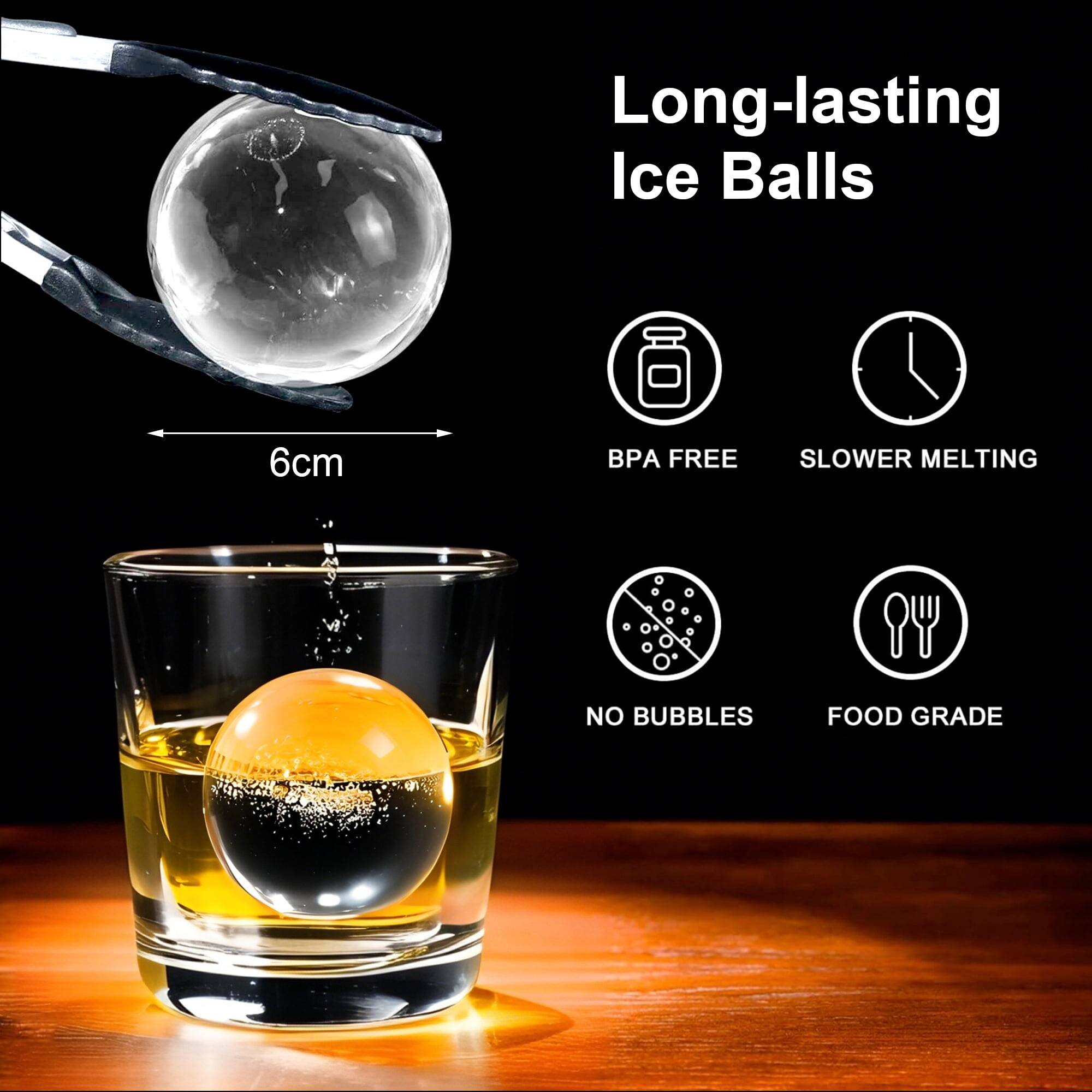 Long-lasting Ice Balls 6cm BPA FREE SLOWER MELTING NO BUBBLES FOOD GRADE
