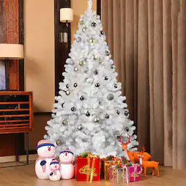 Tiramisubest - 7ft Christmas Tree with Memory Wire,1064 Tips Hinged Artificial PVC Tree,Easy Assembly (Ornaments Not Included) - White