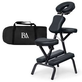 KERDOM - Foldable Massage Chair, Portable Tattoo Chair 4 Inch Thickness Sponge, Spa Salon Chair, Face Cradle Full Body Adjustable - Dark Gray