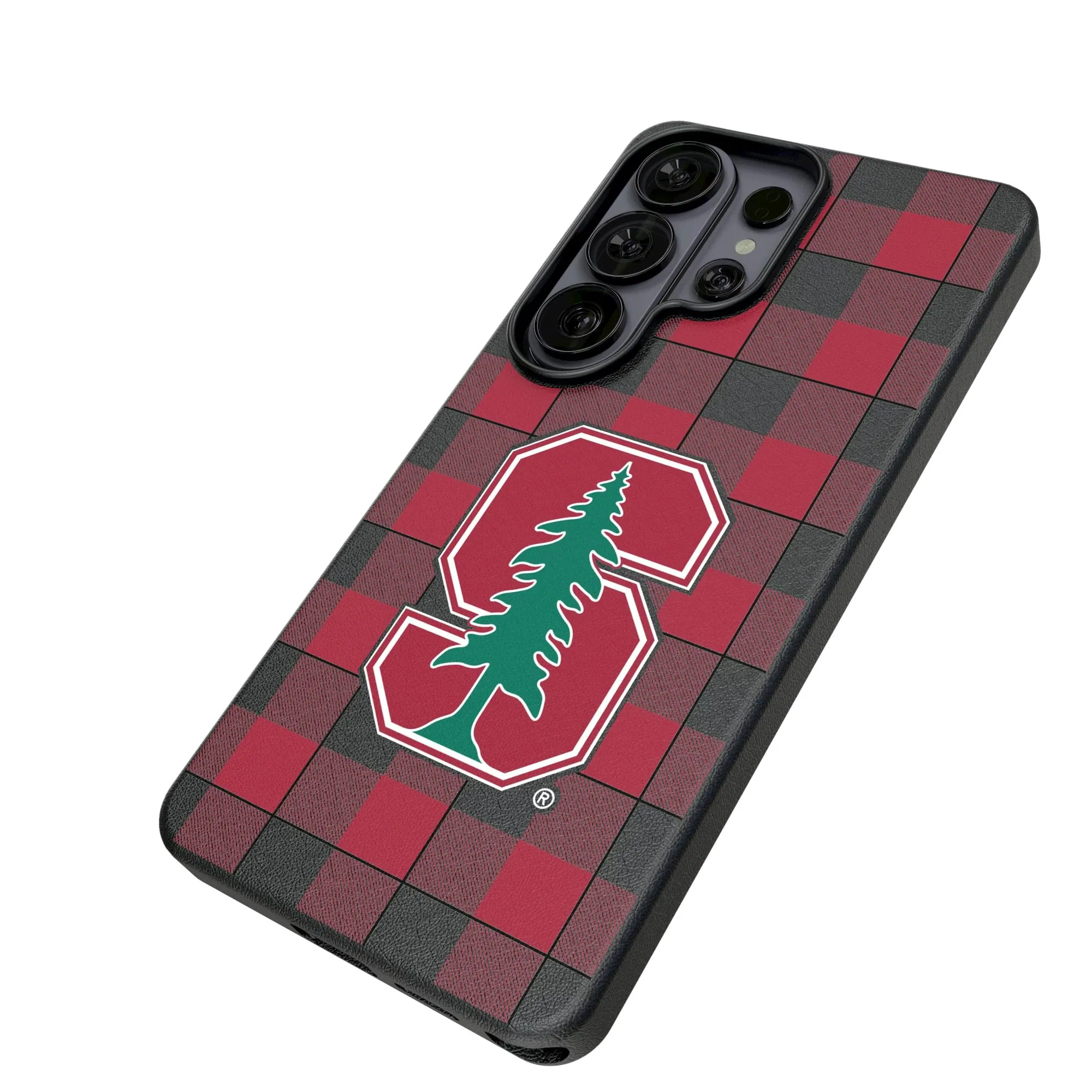 Alt View 1. Keyscaper - Stanford Cardinal Plaid Galaxy Magnetic Bump Case - S25 Ultra - Black.