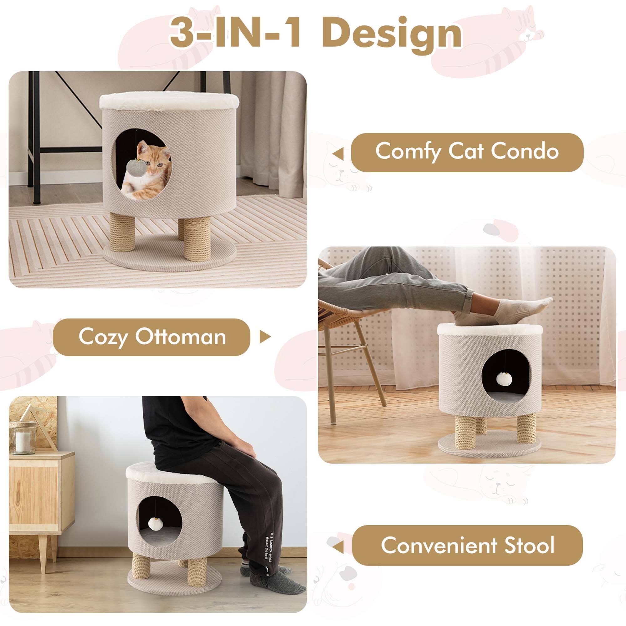 3-IN-1 Design

Comfy Cat Condo

Cozy Ottoman

Convenient Stool