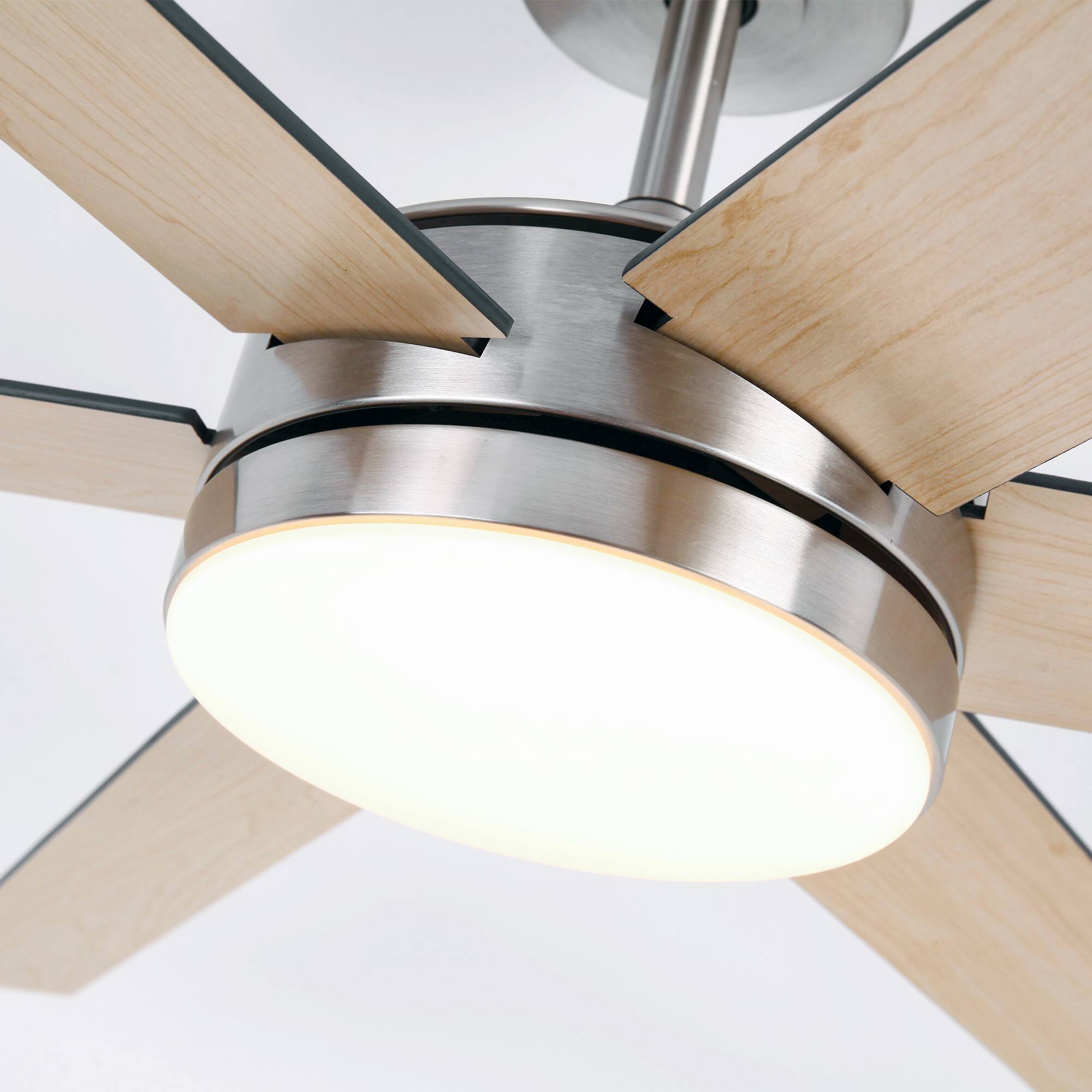 Alt View 8. Vaczon - 60" Brushed Nickel 3CCT Integrated LED Smart Ceiling Fan with Light and APP - Nickel.