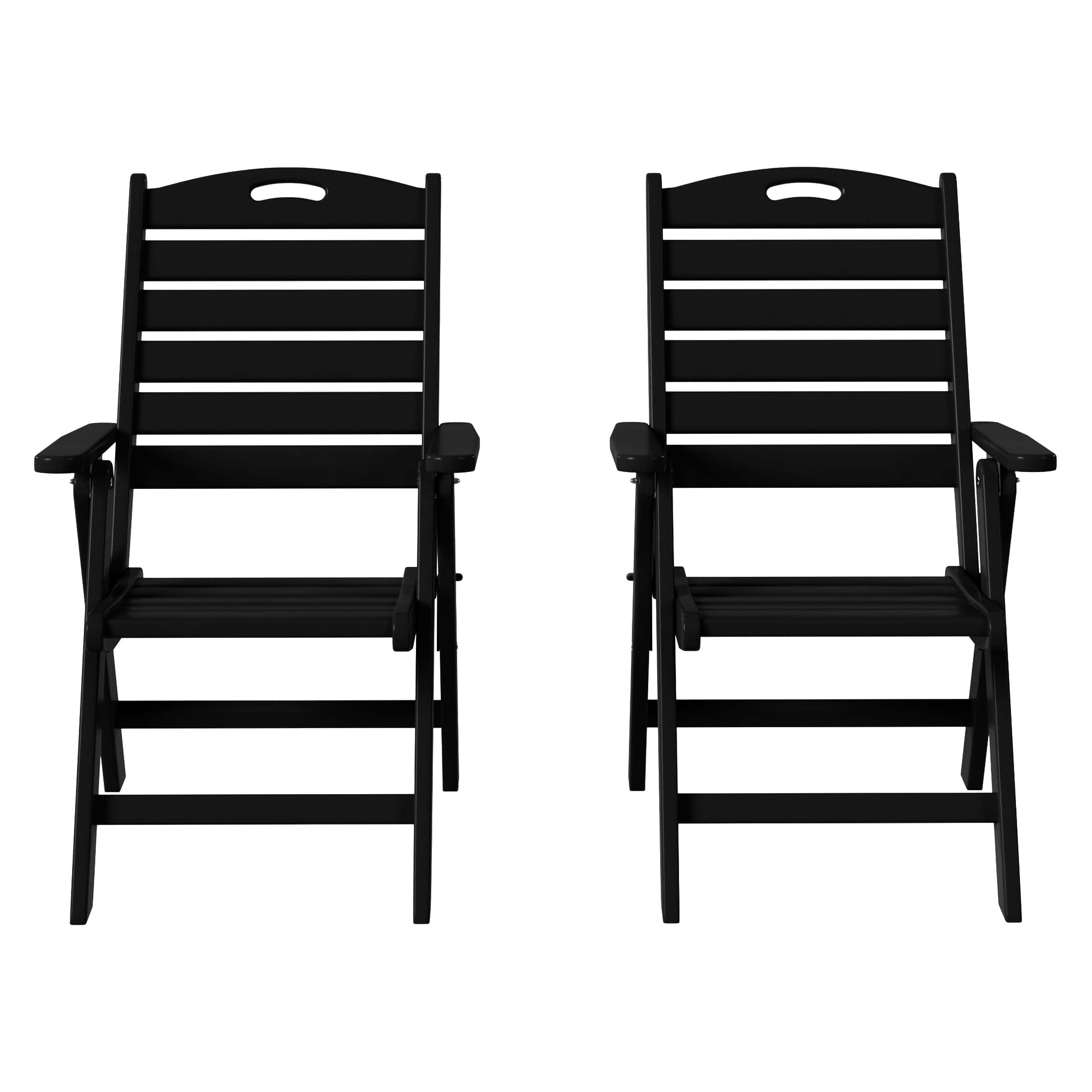 WestinTrends - Azura HDPE Adjustable Highback Folding Outdoor Patio Dining Chairs Set of 2 - Black