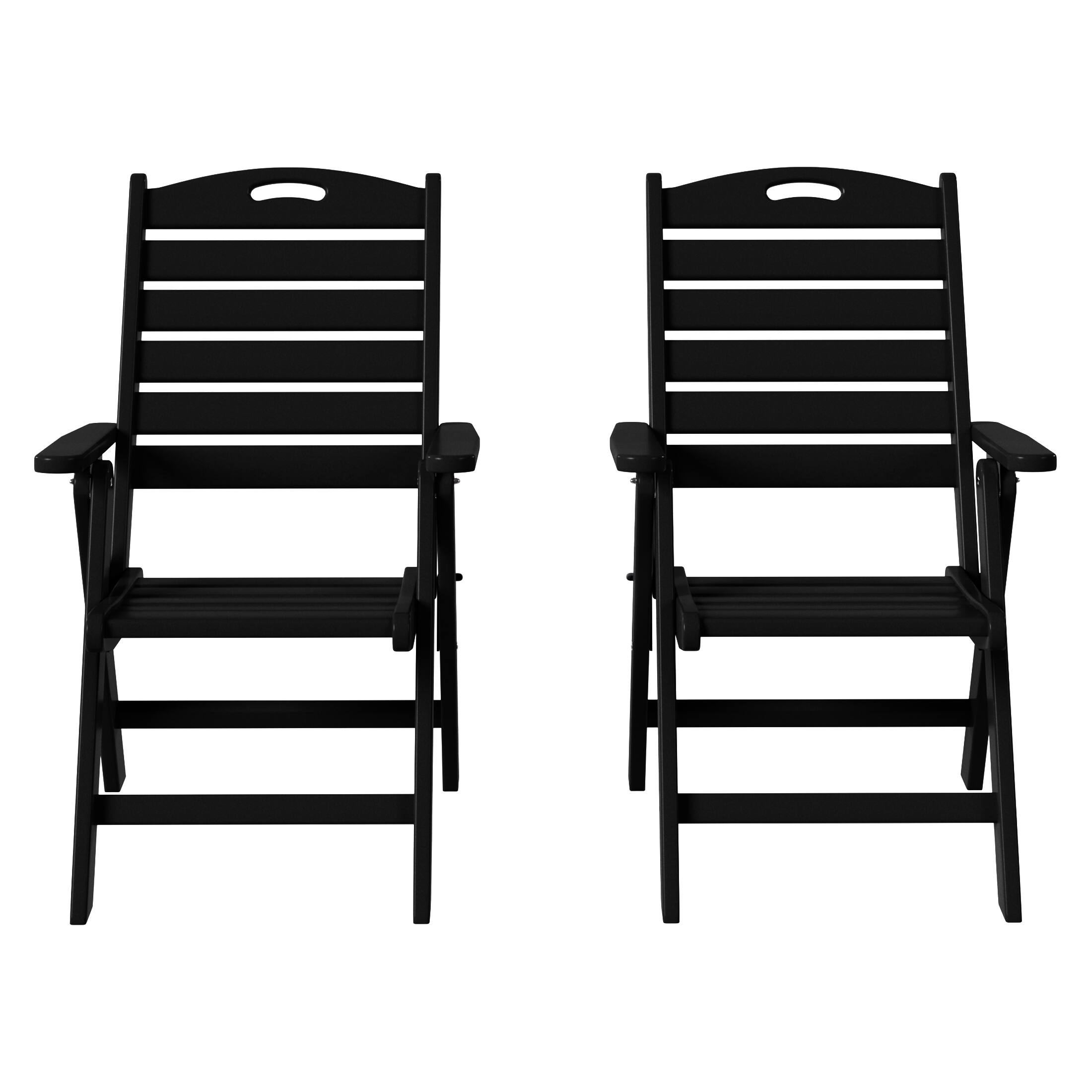 Front. WestinTrends - WestinTrends Azura HDPE Adjustable Highback Folding Outdoor Patio Dining Chairs Set of 2 - Black.
