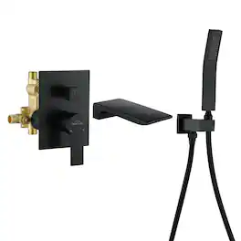 Boyel Living - Single-Handle Wall Mount Roman Tub Faucet with Hand Shower - Matte Black
