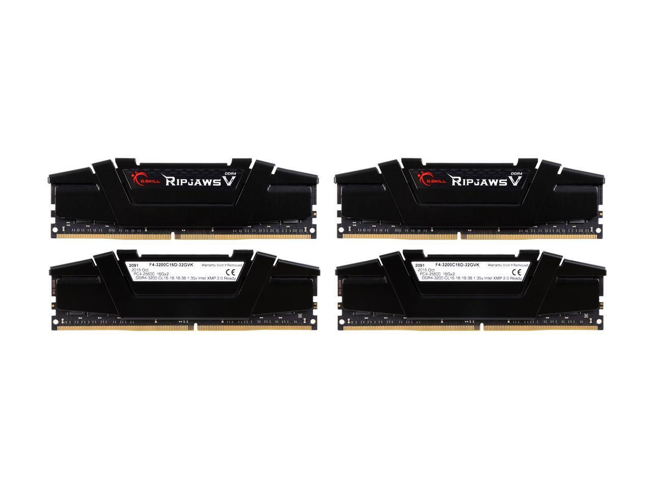 G.SKILL RIPJAWSV DDR4 4GB×4 3200 G.SKILL Ripjaws V Series 64GB (4 x 16GB) 288 Pin PC RAM DDR4 3200