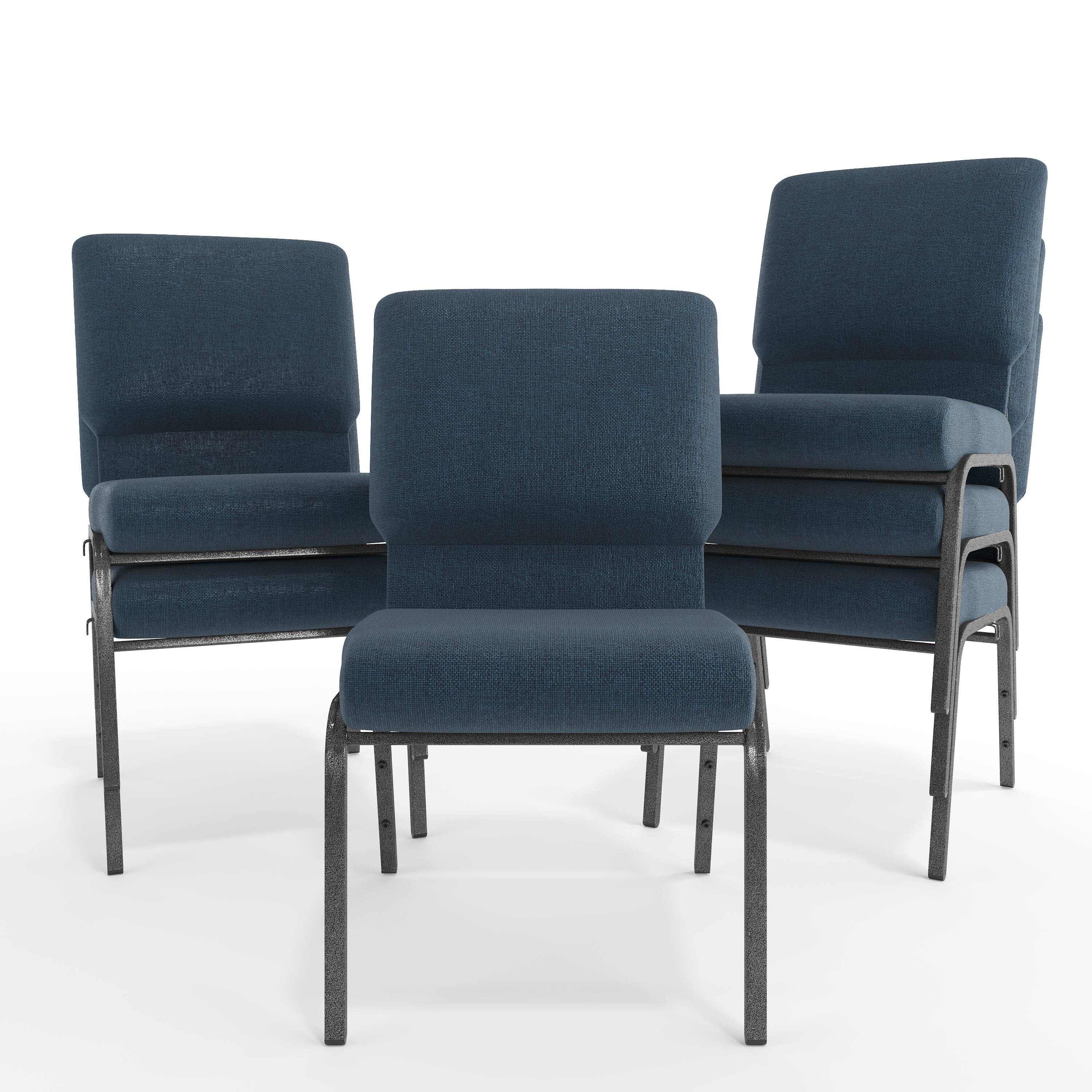 Alt View 10. Emma + Oliver - Church Chair 20.5 in. Wide - Navy Fabric/Silver Vein Frame.