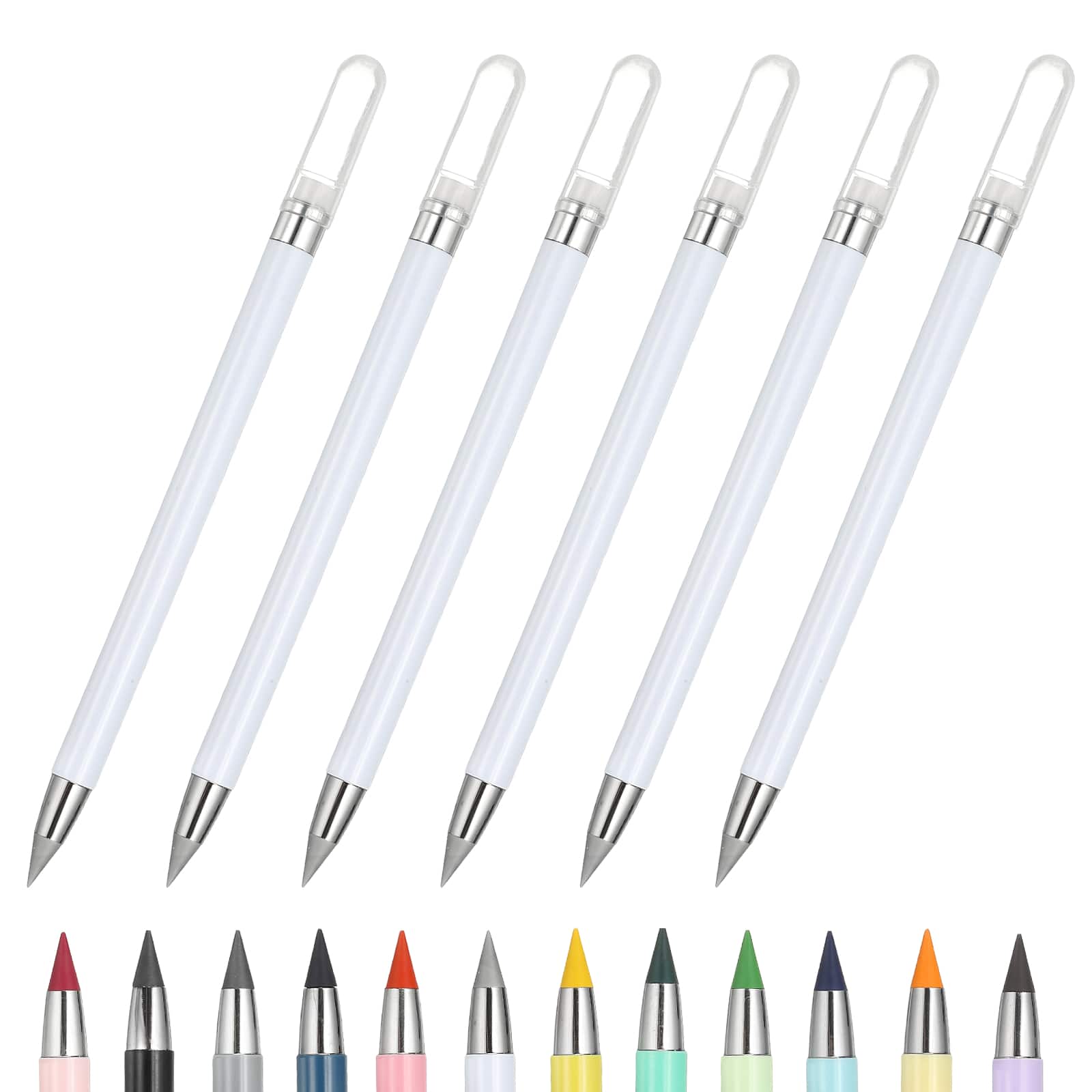 Unique Bargains - Eternal Pencil, 6pcs Mech Sharpened Metal Pencils Set for Coloring, Sketch Drawing, Writing - White price history on PriceWatchPro