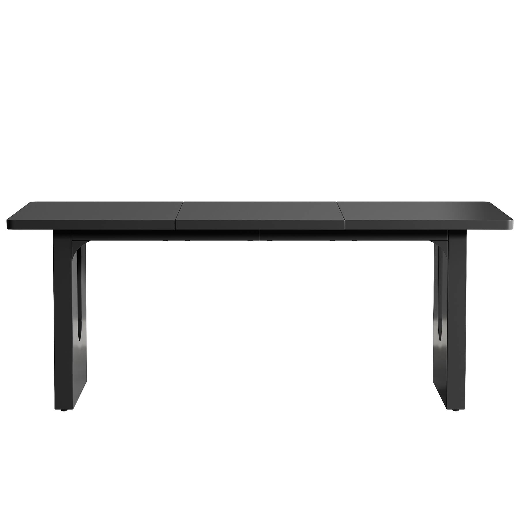 Angle. APRILSOUL - 71in Modern Black Table for 6-8 People Large Rectangular Table with Wood Pedestal Base for Room Office or Restaurant - Black.