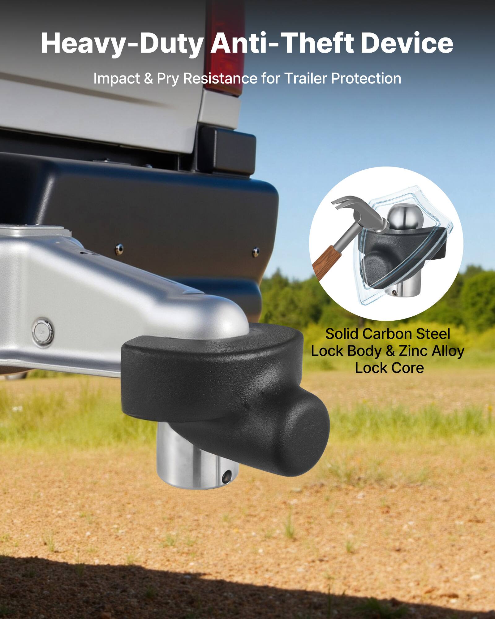 Heavy-Duty Anti-Theft Device  
Impact & Pry Resistance for Trailer Protection  

Solid Carbon Steel Lock Body & Zinc Alloy Lock Core